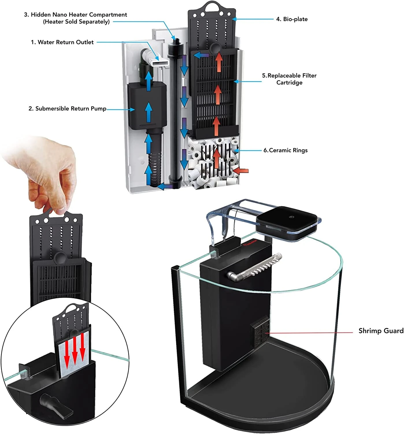 Aquatop Pisces Nano Bowfront Glass Aquarium - Black - 3 Gal 3 Aquatop Pisces Nano Bowfront Glass Aquarium - Black - 3 Gal - Image 3