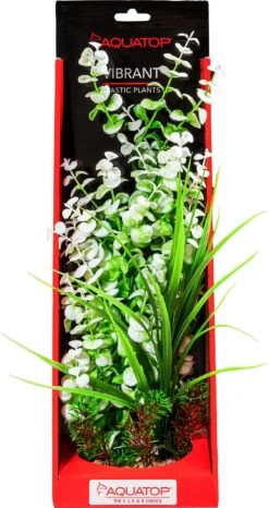 Aquatop Vibrant Wild Plant Boxed Plastic Aquarium Plant - White - 16